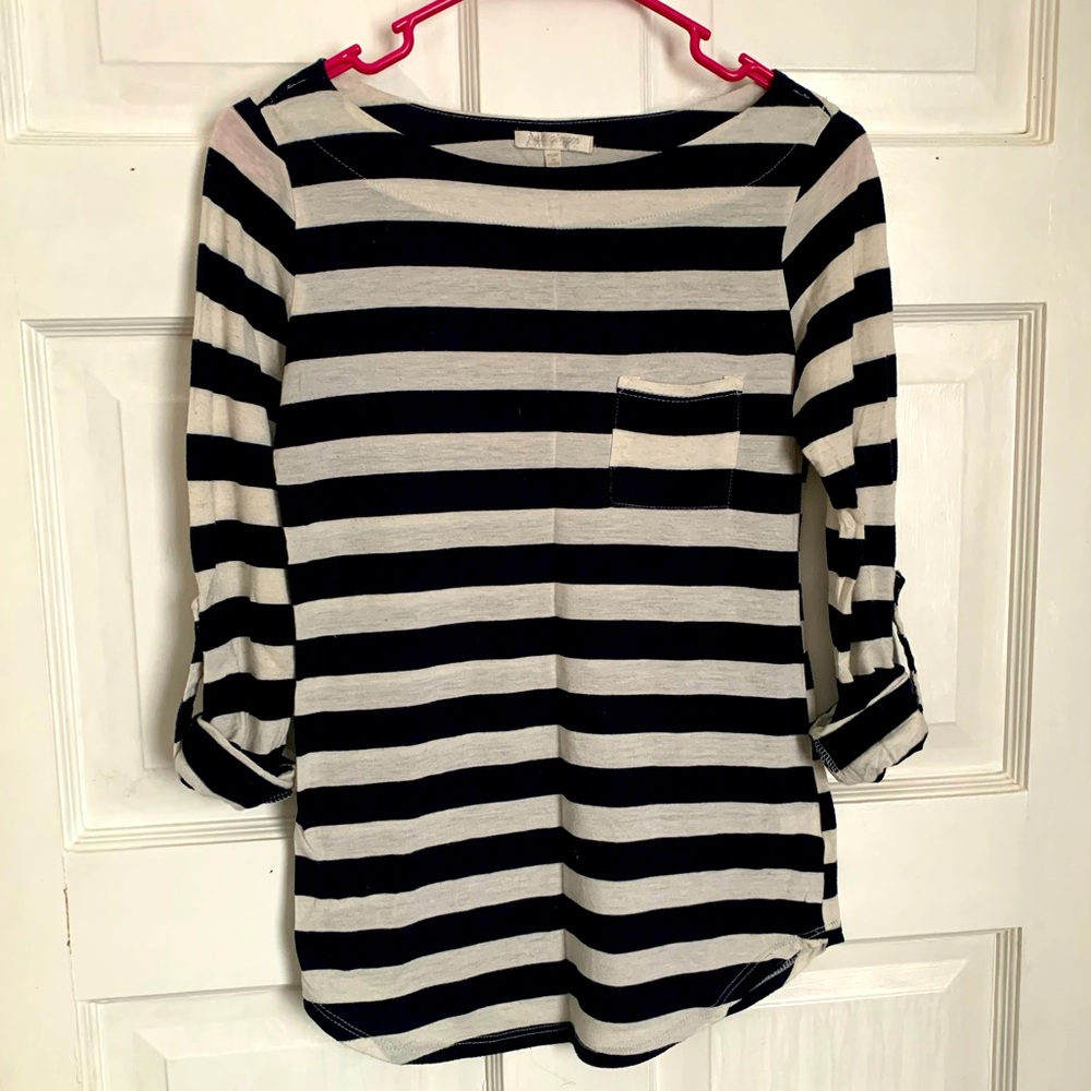 Just Ginger Sm 3/4 Sleeve Stripped Blouse